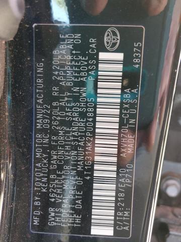 4T1G31AK2PU048805 - 2023 TOYOTA CAMRY SE NIGHT SHADE BLACK photo 12