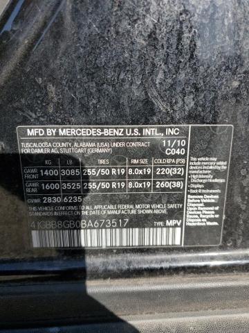 4JGBB8GB0BA673517 - 2011 MERCEDES-BENZ ML 350 4MATIC BLACK photo 13