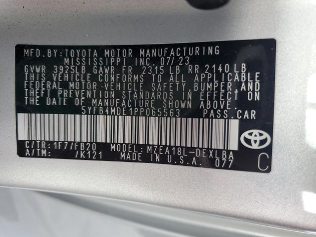 5YFB4MDE1PP065563 - 2023 TOYOTA COROLLA LE SILVER photo 12