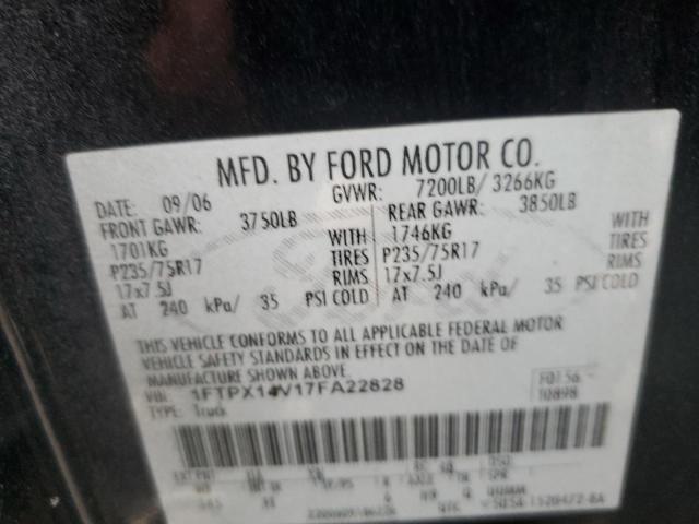 1FTPX14V17FA22828 - 2007 FORD F150 BLACK photo 12