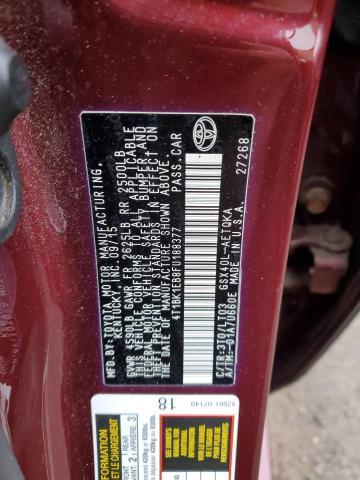 4T1BK1EB8FU188377 - 2015 TOYOTA AVALON XLE BURGUNDY photo 12