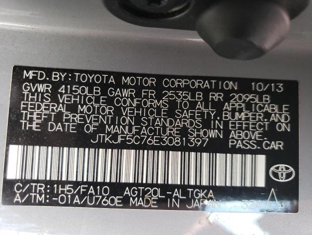 JTKJF5C76E3081397 - 2014 TOYOTA SCION TC ნაცრისფერი ფოტო 13
