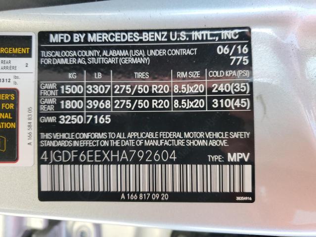 4JGDF6EEXHA792604 - 2017 MERCEDES-BENZ GLS 450 4MATIC SILVER photo 13