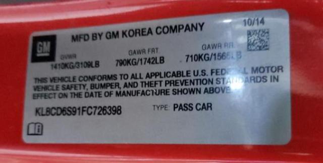 KL8CD6S91FC726398 - 2015 CHEVROLET SPARK 1LT 红色 照片 12