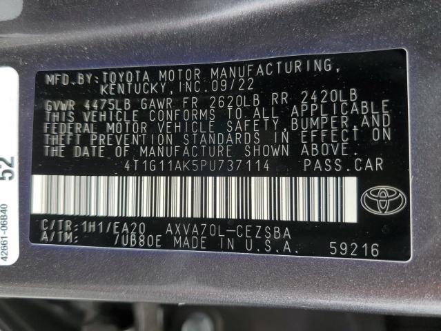 4T1G11AK5PU737114 - 2023 TOYOTA CAMRY SE NIGHT SHADE GRAY photo 13