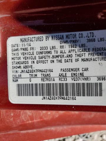 JN1AZ4EH7FM442164 - 2015 NISSAN 370Z BASE RED photo 12