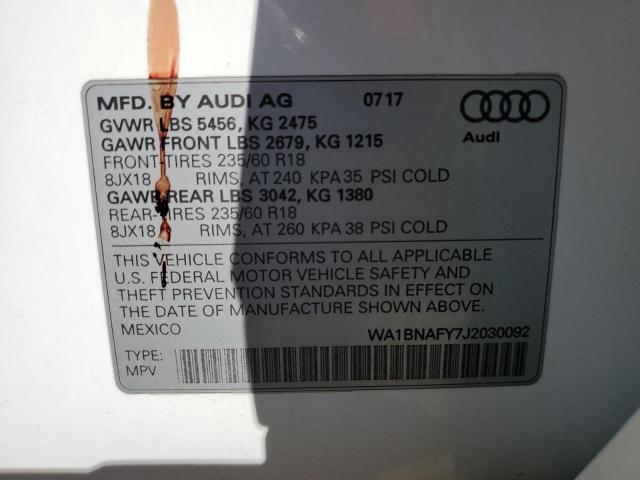 WA1BNAFY7J2030092 - 2018 AUDI Q5 PREMIUM PLUS WHITE photo 12