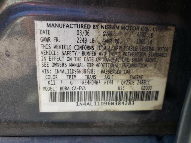 1N4AL11D96N384283 - 2006 NISSAN ALTIMA S GRAY photo 12