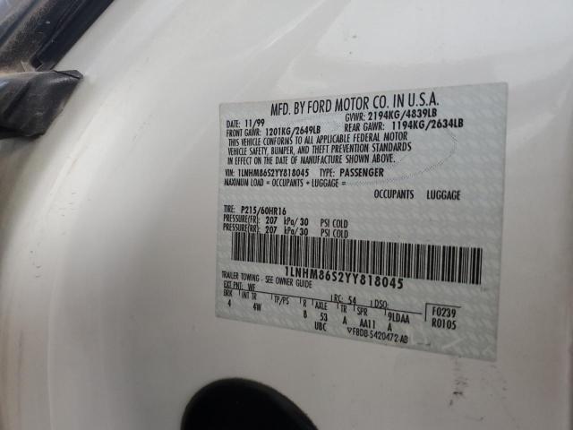 1LNHM86S2YY818045 - 2000 LINCOLN LS 白色 照片 12