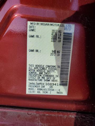 1N4AL3AP9JC108941 - 2018 NISSAN ALTIMA 2.5 红色 照片 12