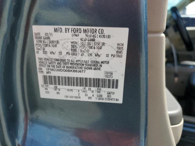 1FMCU0DG0BKB63677 - 2011 FORD ESCAPE XLT BLUE photo 13