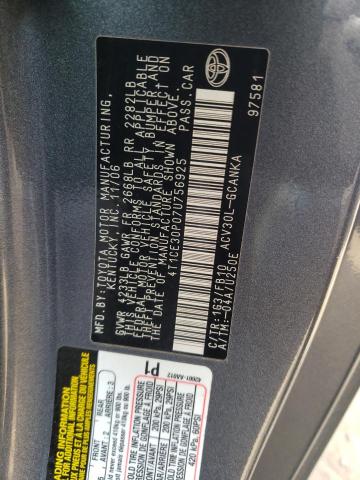 4T1CE30P07U756925 - 2007 TOYOTA CAMRY SOLA SE GRAY photo 12