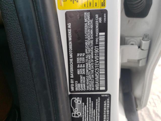 WBAVM5C51EVV91901 - 2014 BMW X1 XDRIVE35I WHITE photo 12