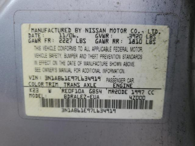 3N1AB61E97L634919 - 2007 NISSAN SENTRA 2.0 SILVER photo 13