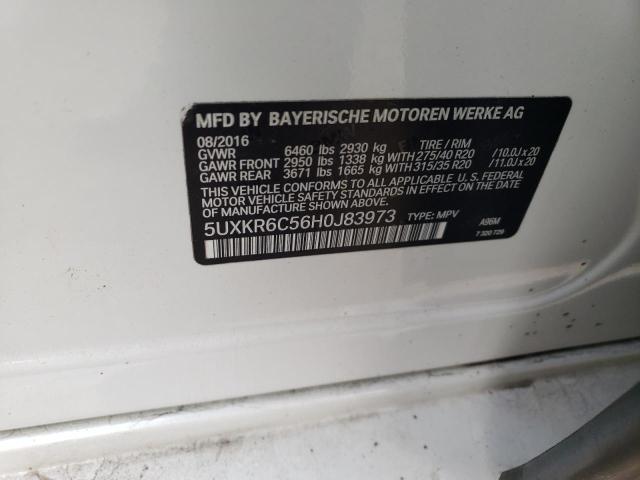 5UXKR6C56H0J83973 - 2017 BMW X5 XDRIVE50I WHITE photo 13