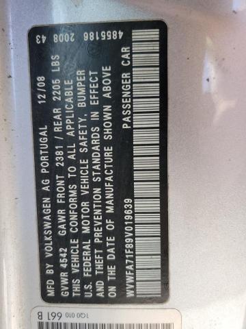 WVWFA71F89V019639 - 2009 VOLKSWAGEN EOS LUX 银色 照片 12