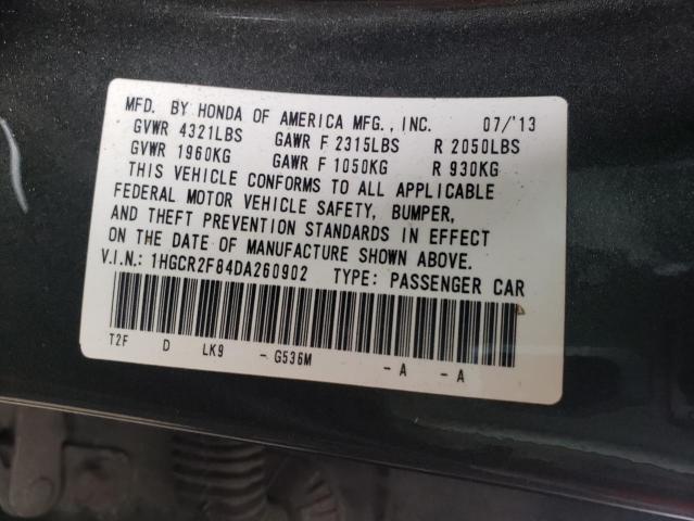 1HGCR2F84DA260902 - 2013 HONDA ACCORD EXL GRAY photo 12