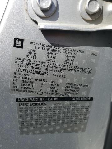 LRBFX1SA2JD008059 - 2018 BUICK ENVISION ESSENCE Արծաթագույն լուսանկար 13