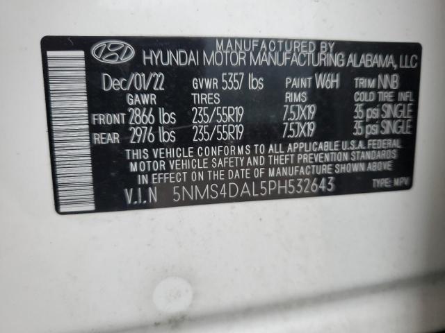 5NMS4DAL5PH532643 - 2023 HYUNDAI SANTA FE LIMITED WHITE photo 14