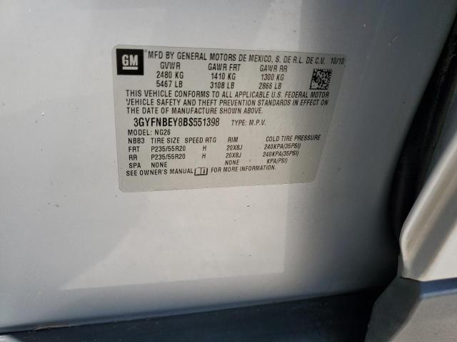 3GYFNBEY8BS551398 - 2011 CADILLAC SRX PERFORMANCE COLLECTION Сұр фото 13