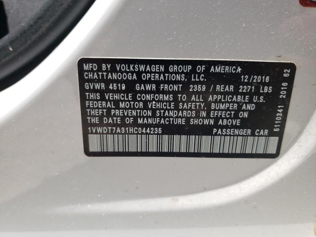 1VWDT7A31HC044235 - 2017 VOLKSWAGEN PASSAT R-LINE Ağ foto 10