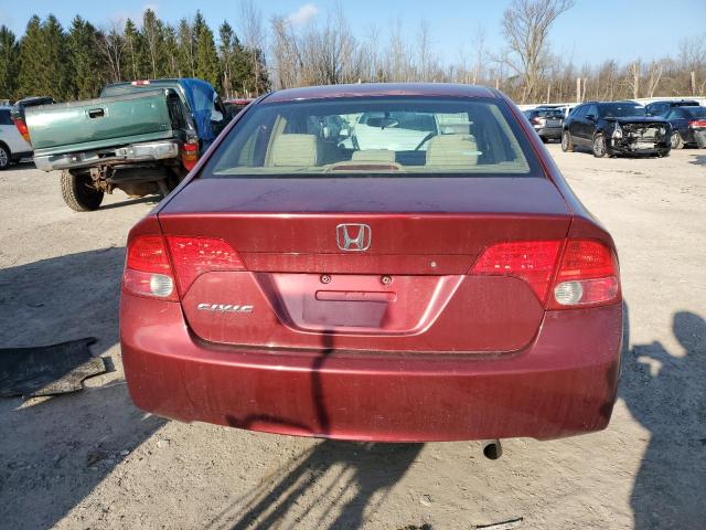 2HGFA16558H537245 - 2008 HONDA CIVIC LX RED photo 6