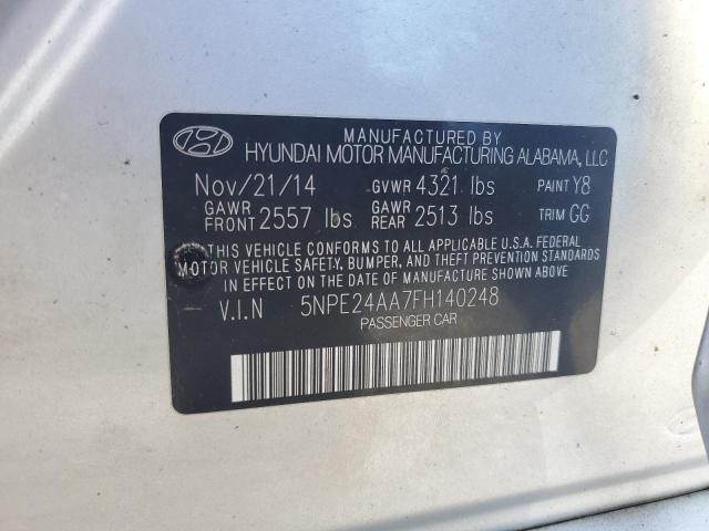 5NPE24AA7FH140248 - 2015 HYUNDAI SONATA ECO SILVER photo 12