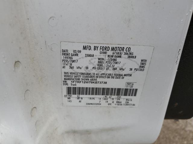 1FTRF12W79KB73738 - 2009 FORD F150 WHITE photo 12