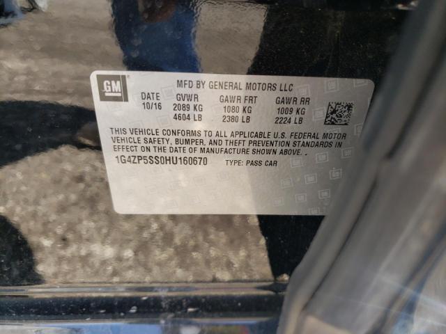 1G4ZP5SS0HU160670 - 2017 BUICK LACROSSE ESSENCE შავი ფოტო 12