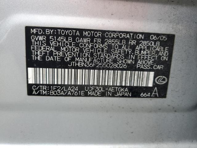 JTHBN36F255028026 - 2005 LEXUS LS 430 SILVER photo 12