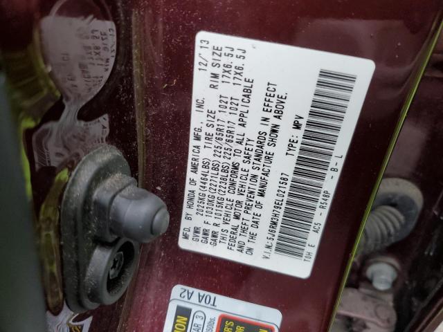 5J6RM3H79EL021587 - 2014 HONDA CR-V EXL RED photo 13