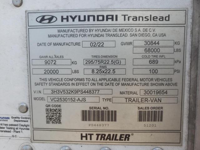 3H3V532K9PS448377 - 2023 HYUNDAI TRANSLEAD WHITE photo 10