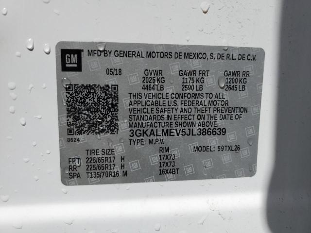 3GKALMEV5JL386639 - 2018 GMC TERRAIN SLE WHITE photo 13