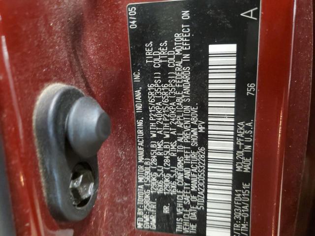 5TDZA23C05S322826 - 2005 TOYOTA SIENNA CE RED photo 13