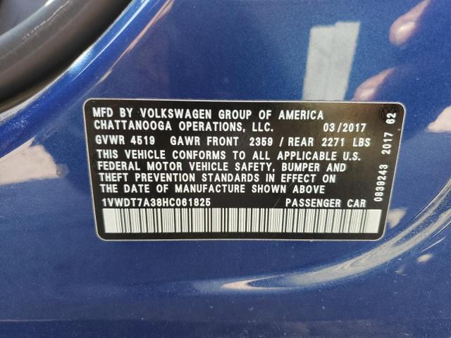 1VWDT7A38HC061825 - 2017 VOLKSWAGEN PASSAT R-LINE ლურჯი ფოტო 12