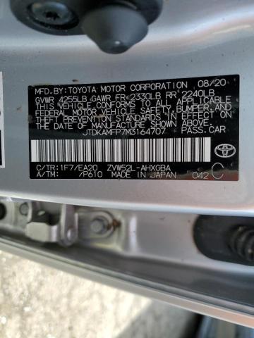 JTDKAMFP7M3164707 - 2021 TOYOTA PRIUS PRIM LE SILVER photo 12