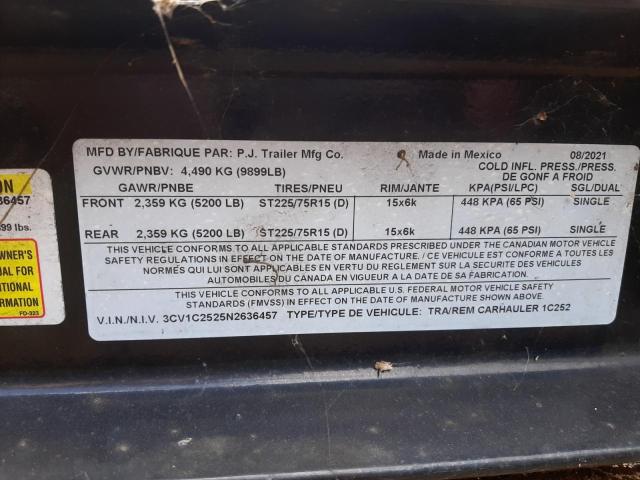 3CV1C2525N2636457 - 2022 PJ FLATBED BLACK photo 10