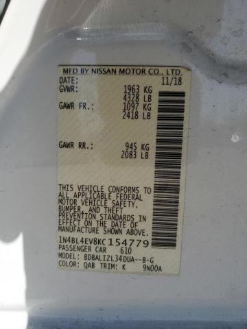 1N4BL4EV8KC154779 - 2019 NISSAN ALTIMA SL WHITE photo 13