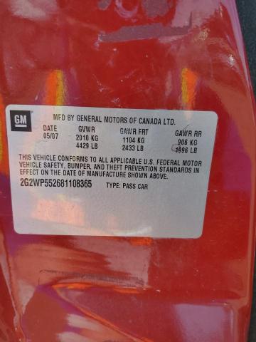 2G2WP552681108365 - 2008 PONTIAC GRAND PRIX 红色 照片 12