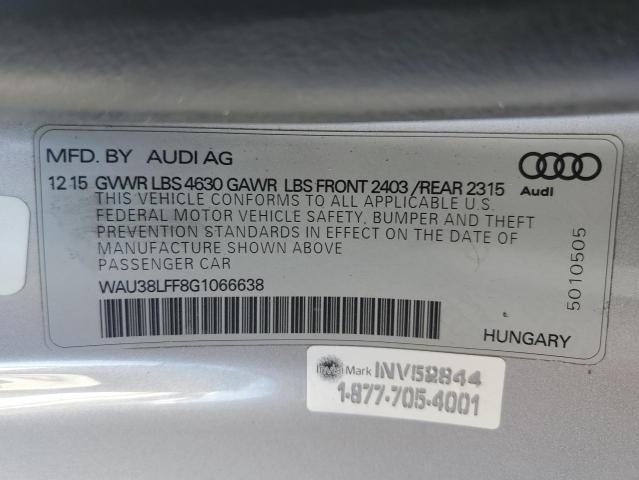 WAU38LFF8G1066638 - 2016 AUDI A3 PREMIUM PLUS SILVER photo 12