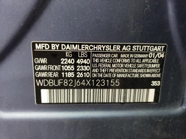 WDBUF82J64X123155 - 2004 MERCEDES-BENZ E 320 4MATIC BLUE photo 12