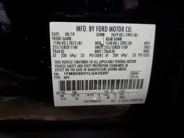 1FMSK8DH1LGA35297 - 2020 FORD EXPLORER XLT BLACK photo 14