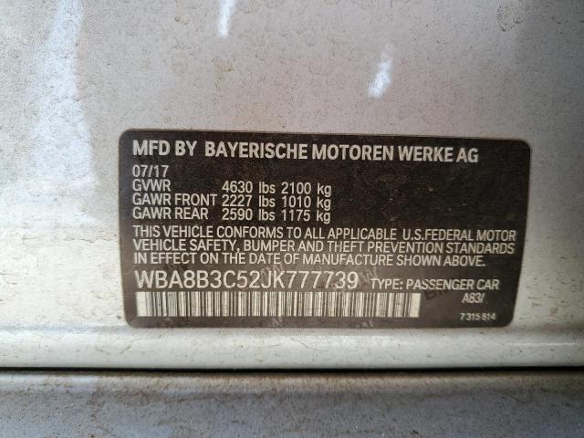 WBA8B3C52JK777739 - 2018 BMW 340 I SILVER photo 12