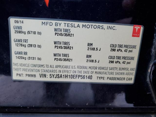 5YJSA1H10EFP56140 - 2014 TESLA MODEL S 蓝色 照片 12