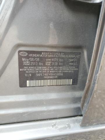 5NPET46F49H458866 - 2009 HYUNDAI SONATA GLS GRAY photo 12