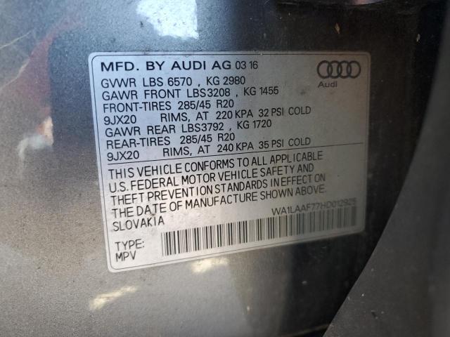 WA1LAAF77HD012925 - 2017 AUDI Q7 PREMIUM PLUS GRAY photo 13