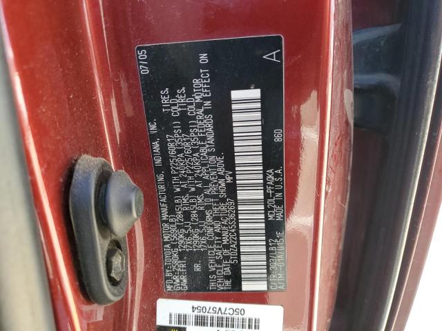 5TDZA22C45S362697 - 2005 TOYOTA SIENNA XLE RED photo 13