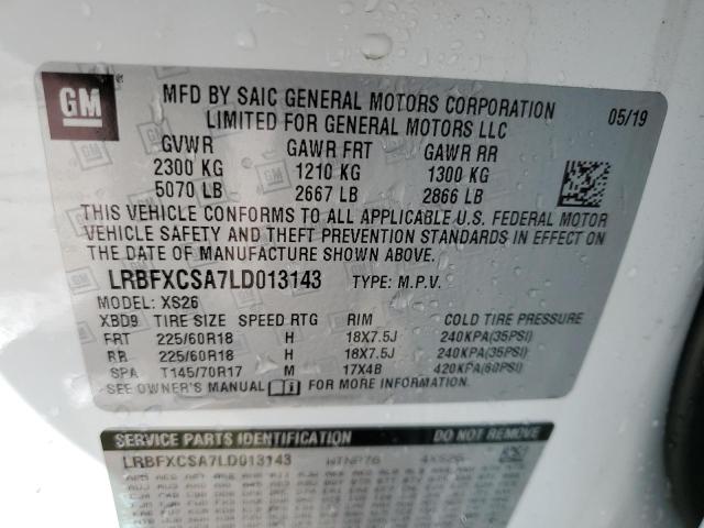 LRBFXCSA7LD013143 - 2020 BUICK ENVISION ESSENCE Ağ foto 13