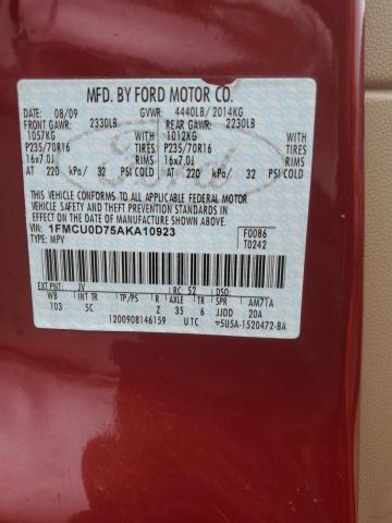 1FMCU0D75AKA10923 - 2010 FORD ESCAPE XLT BURGUNDY photo 13