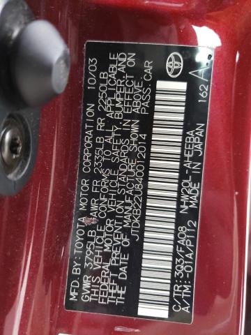 JTDKB22U840012014 - 2004 TOYOTA PRIUS RED photo 12